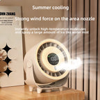 Neuer Sprühnebelventilator, befeuchtend, schnelle Kühlung, Aufhängeloch, geräuscharm, digitale Anzeige, Tastensteuerung der Geschwindigkeit, fein absorbierbar