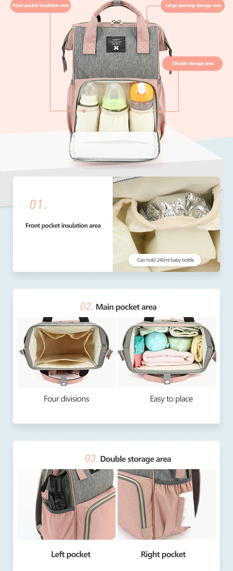 Wickeltasche Baby Wickeltasche Wasserdichter Rucksack Mode Mama Mutterschaft Markenrucksack für Mütter