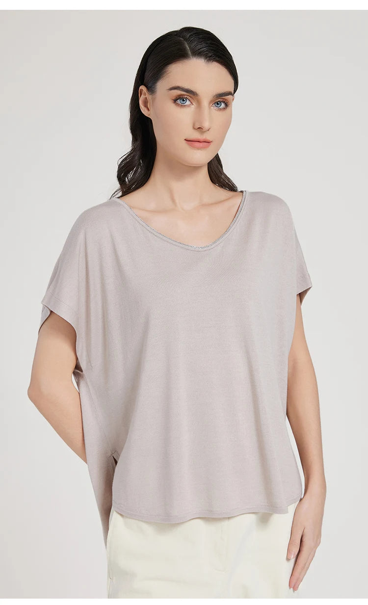 BC1095 Luxuriöse Damenbekleidung Seide Wolle Damen Kleidung lockere Merinowolle Weste Pullover für Damen