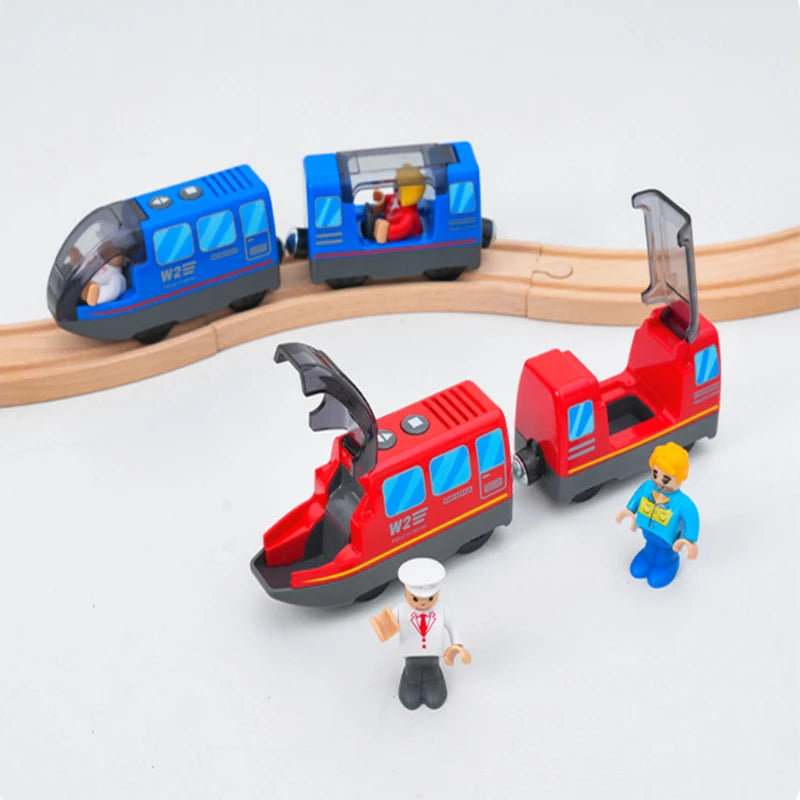 Holz Eisenbahn Lokomotive Magnetische Elektrische Auto Zug Spielzeug Passend für Biro Holz Diecast Slot Schienenbahn Weihnachten Geschenk