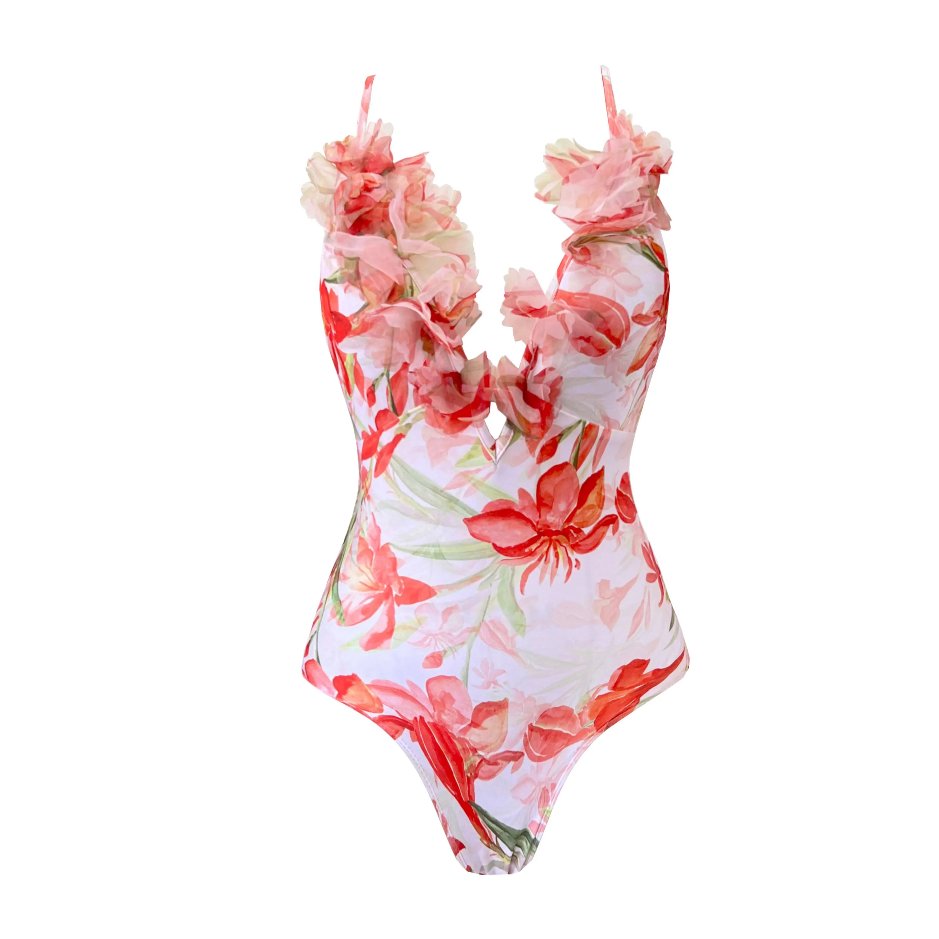 2tlg. bedruckter Badeanzug Damen Sexy Bademode Neuer Bikini mit langem Rock Damen Biquini Push Up Badeanzug Body Strandkleidung Strandtuch
