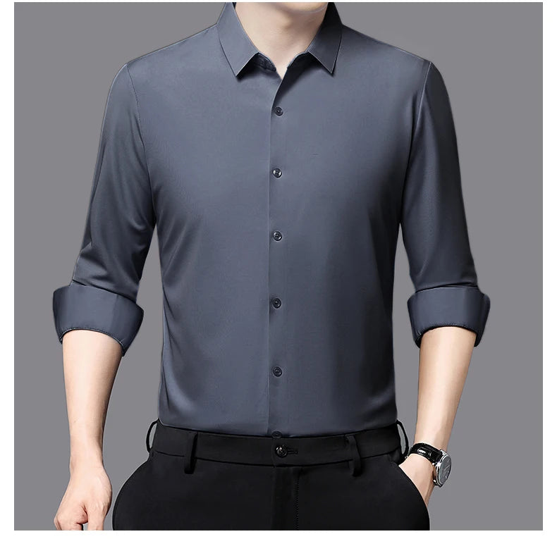 Premium Herren Ultra-Stretch Hemd – Hochwertiges seidiges Business Hemd mit langen Ärmeln für den Business- und Freizeitbereich