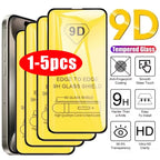 1-5 Stücke 9D Full Cover Panzerglas für iPhone 17 16 15 11 12 13 14 Pro Max 16E Displayschutzfolie für iPhone 13 Mini XR X XS Max