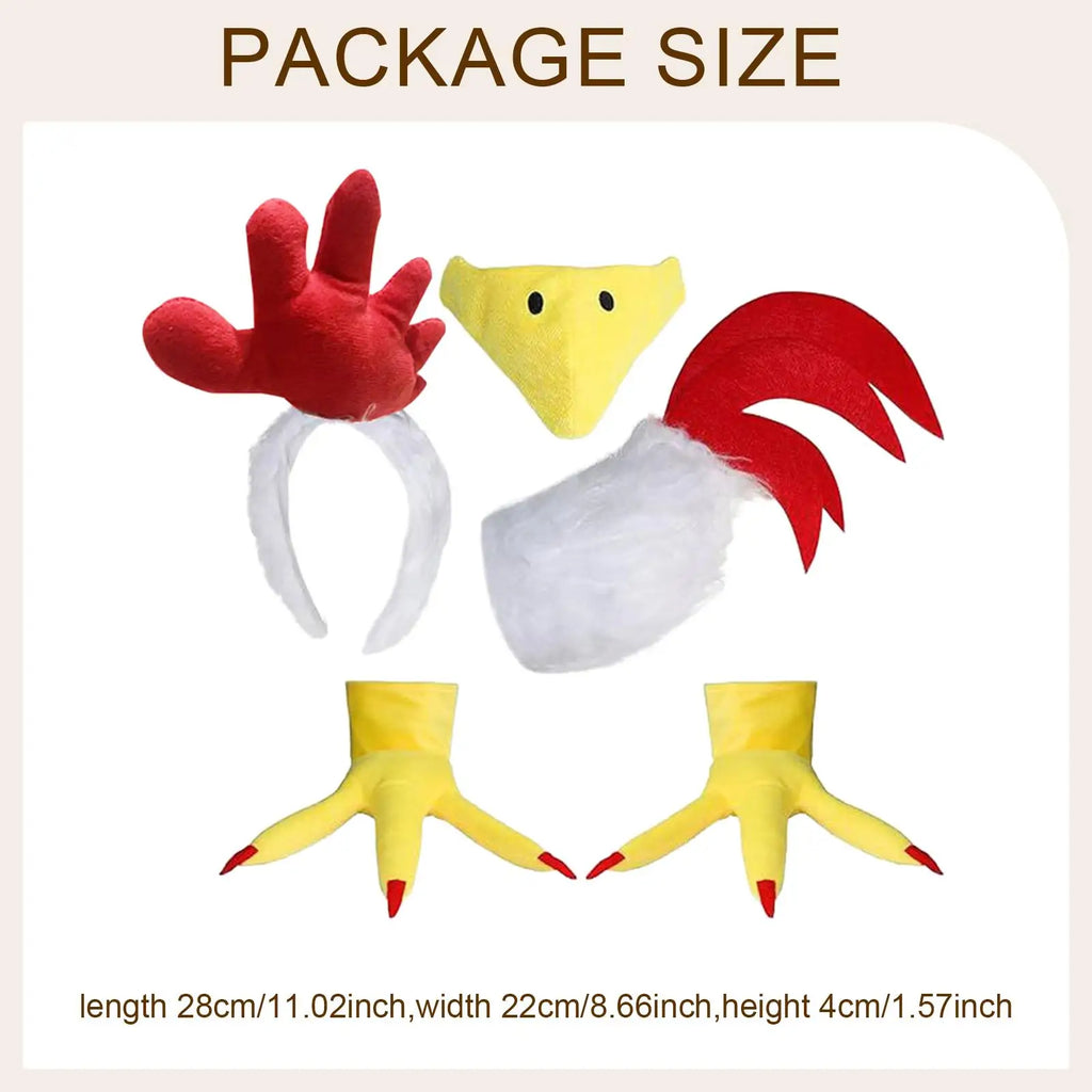 Hühnerkostüm-Set, auffälliges Neuheiten-Verkleidungs-Requisit für Fotobox, Cosplay für Thanksgiving-Partys, Events, Aufführungen, Rollenspiele