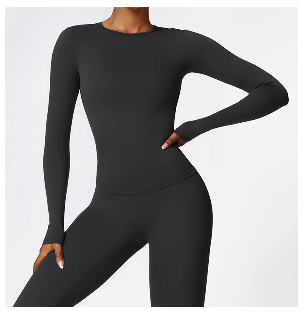 NCLAGEN Yoga-Shirts für Damen, Langarm, Winter, Fitness, Laufen, Gym-Kleidung, Workout, Dry Fit, atmungsaktiv, hochelastisches Sport-Oberteil