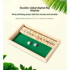 Hölzernes Shut the Box Würfelbrettspiel Klassische Tischversion mit 12 Zahlen, Kneipenstil, traditionelles Familien-Partyspiel für drinnen
