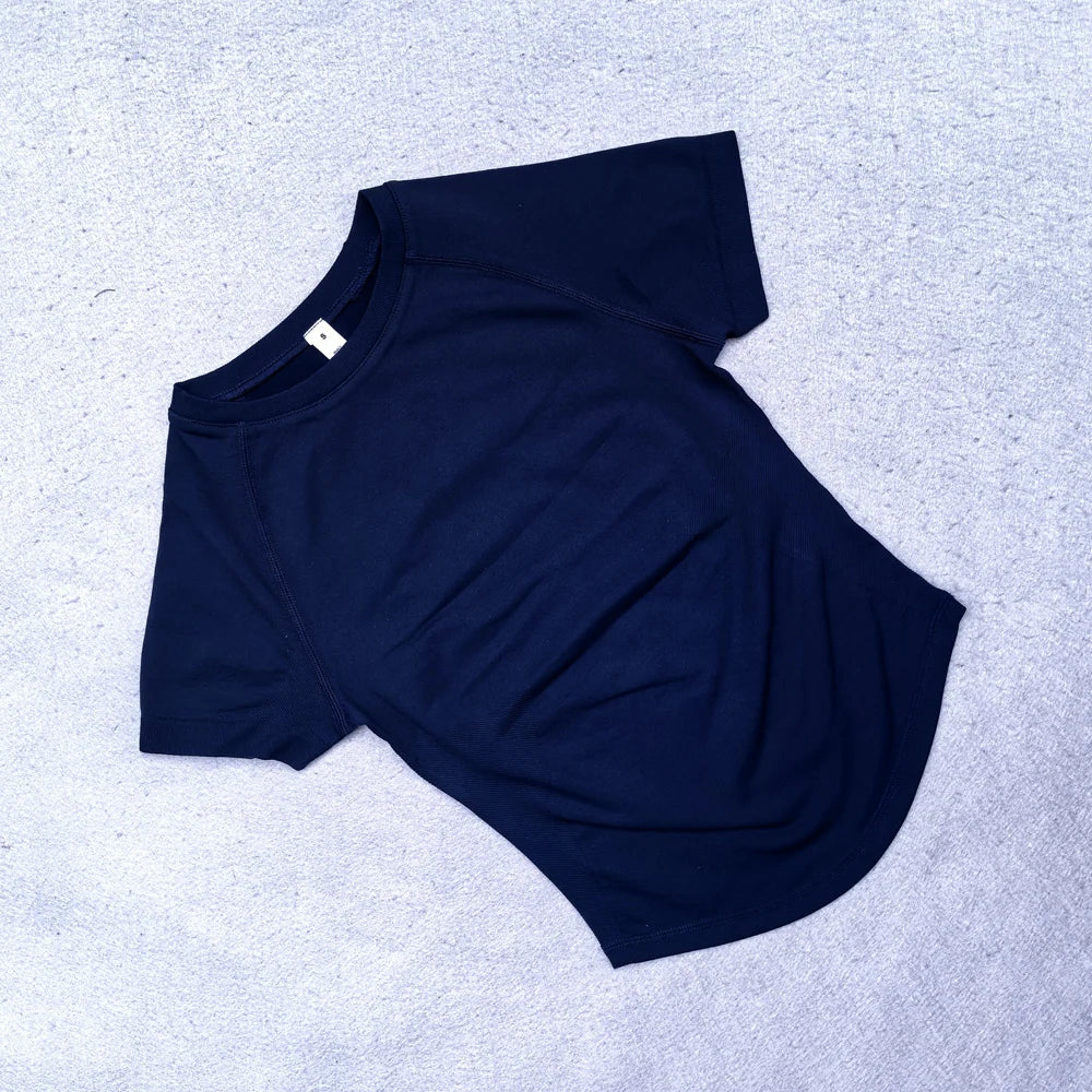 Df Impact Kurzarm-Top Damen Workout-Top Gym Crop Top Leichtes Yoga-Shirt Longline Sport-T-Shirt Fitness Activewear