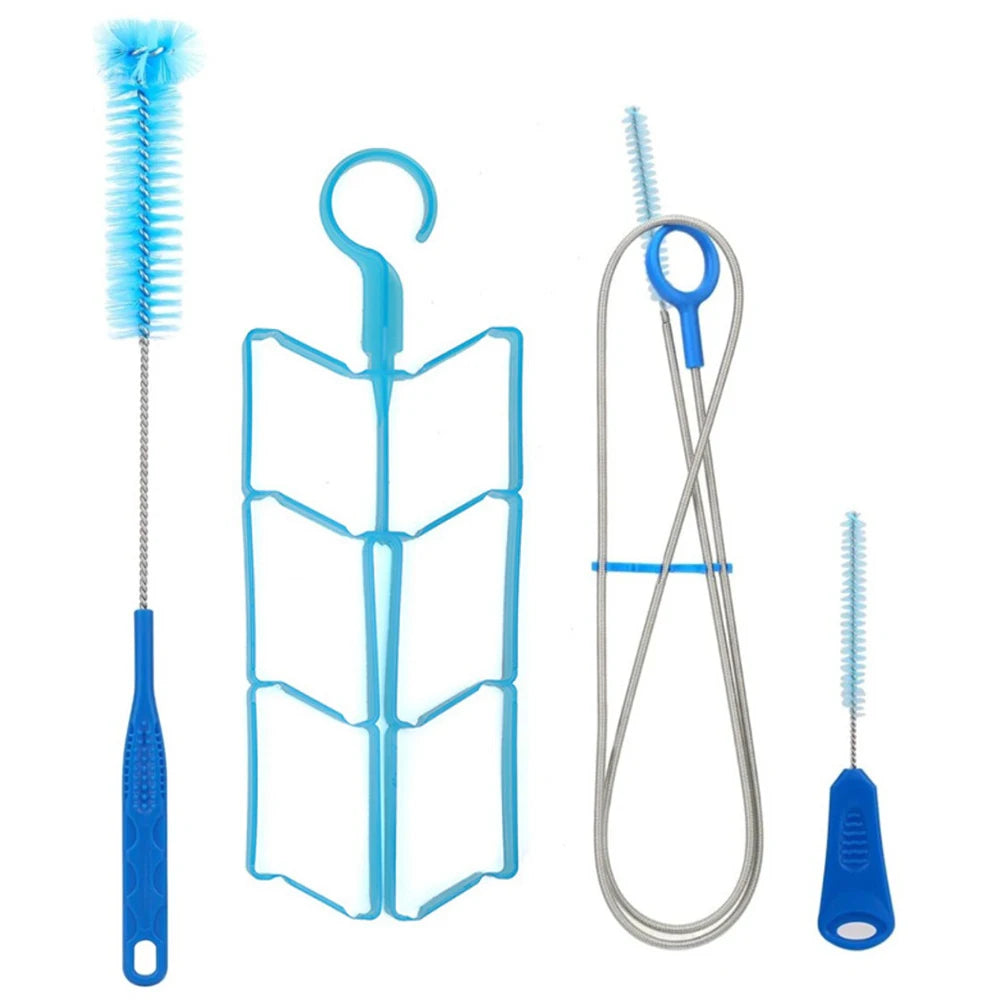 4-in-1 Trinkblasent-Reinigungsset, multifunktionale Schlauchbürste, Trockenständer, tragbares Reinigungswerkzeug für Camping, Wandern, Wasserbeutel