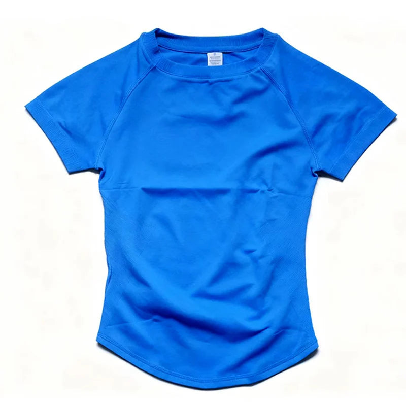 Kurzarm Gym-Top Damen Kleidung Yoga-Top Nahtloses Sportshirt Leichtes Fitness-Workout-Shirt Sport-Tops Active Wear Femme