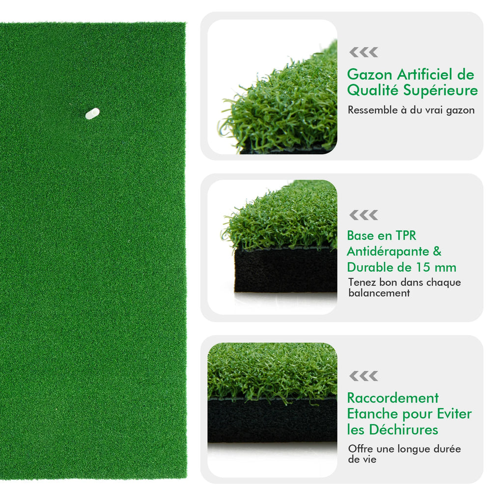 Golfschlagmatte, Reel Feel Golf-Übungsmatte mit Kunstrasen und 2 Tee-Positionen, 3 Gummi-Tees enthalten, Golf Putting