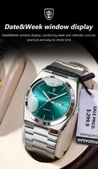 POEDAGAR Luxus Herrenuhren Wasserdicht Leuchtende Datumsanzeige Wochentag Herrenuhr Edelstahl Casual Mode Quarz Herren Armbanduhr Reloj
