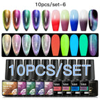 10/12PCS/SET Katze Magnetisches Gel Nagellack Set 9D Reflektierendes Glitzer Gel Halbpermanentes UV Gel Soak Off Funkelndes Nagelkunst Kits