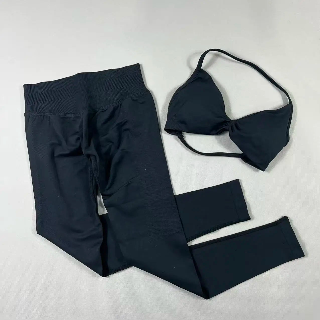 UETEEY Set für Damen, Trägerloser Yoga-BH, Sport-Top, Workout-Leggings-Set, Nahtloses Fitnessstudio-Set, Fitnesskleidung, Outfit, Activewear