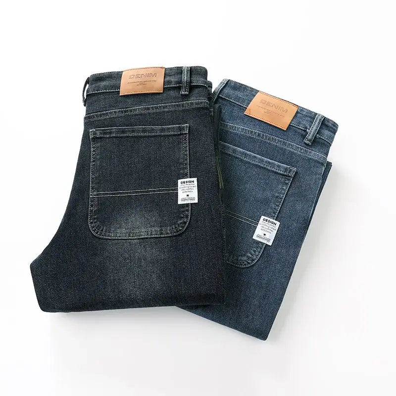 Herren Baggy Jeans Frühling und Herbst Lässige Gerade Stretch Vielseitige Weite Business Denim Hose Bequeme Loose Hose