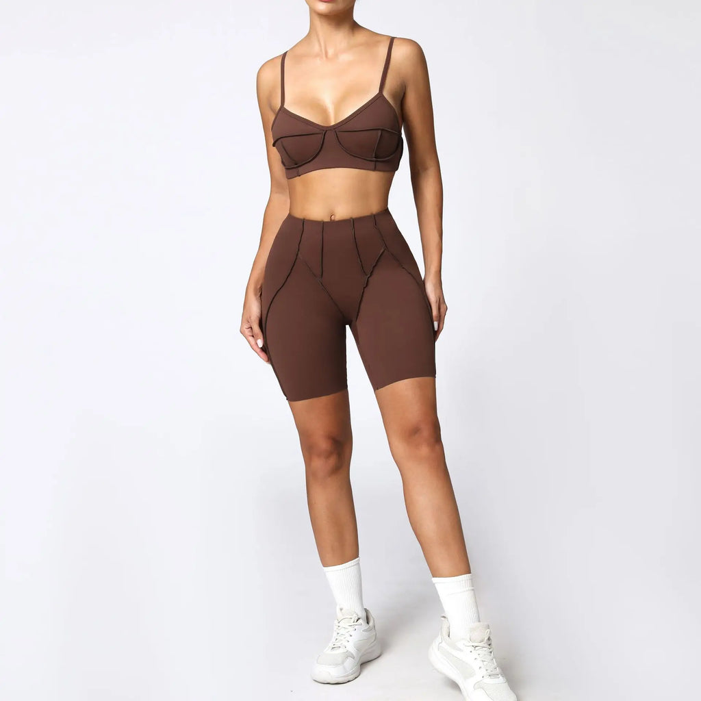 Nahtlose Yoga-Sets Sport-Fitness Hochbund-Hüfthebe-Formhose Rückenfreier BH-Anzug Workout-Gym-Leggings-Sets für Damen