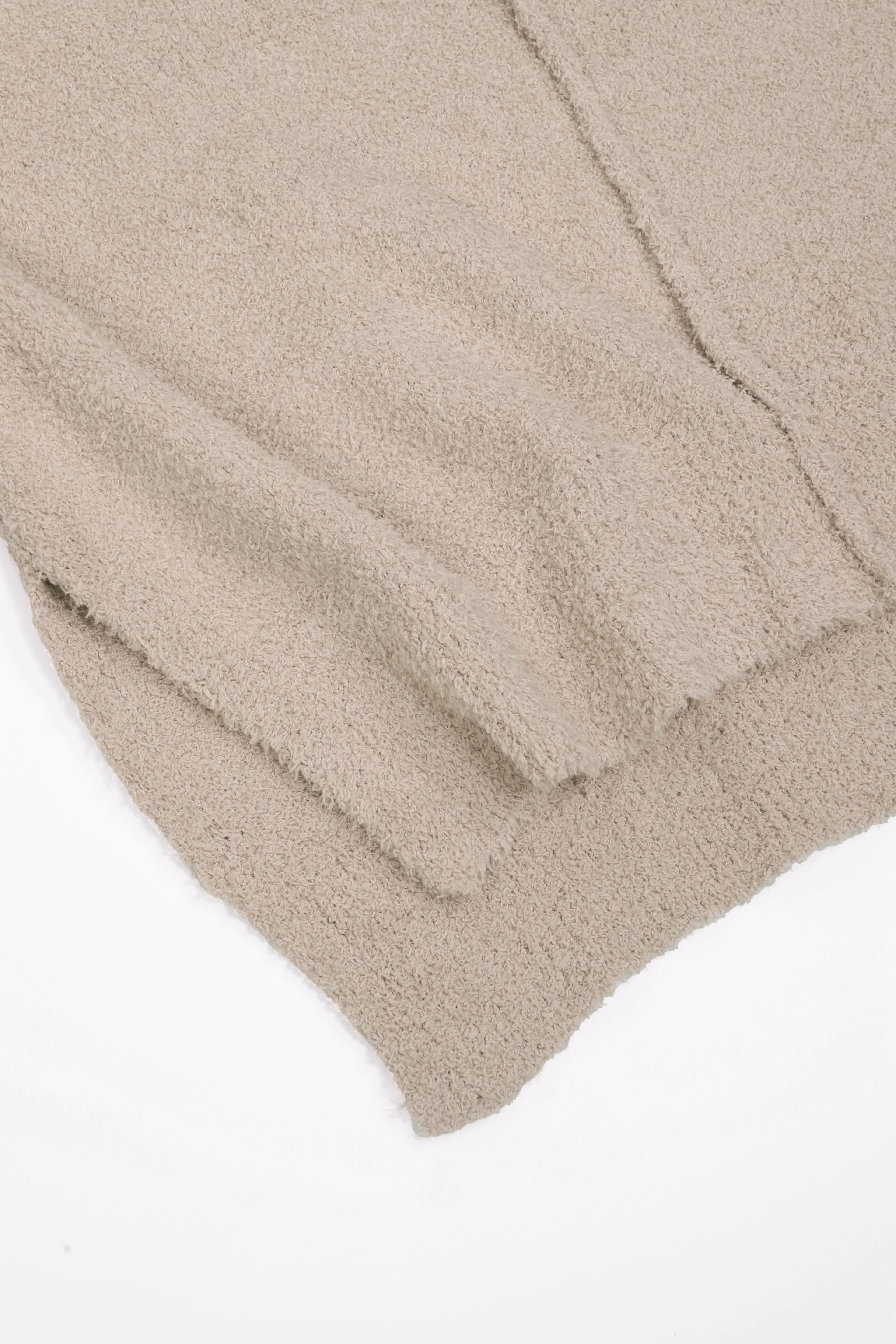 Damen beiges Oversize-Strick-Zweiteiler-Set mit Half-Zip Pullover und weiter Hose, lässige Loungewear