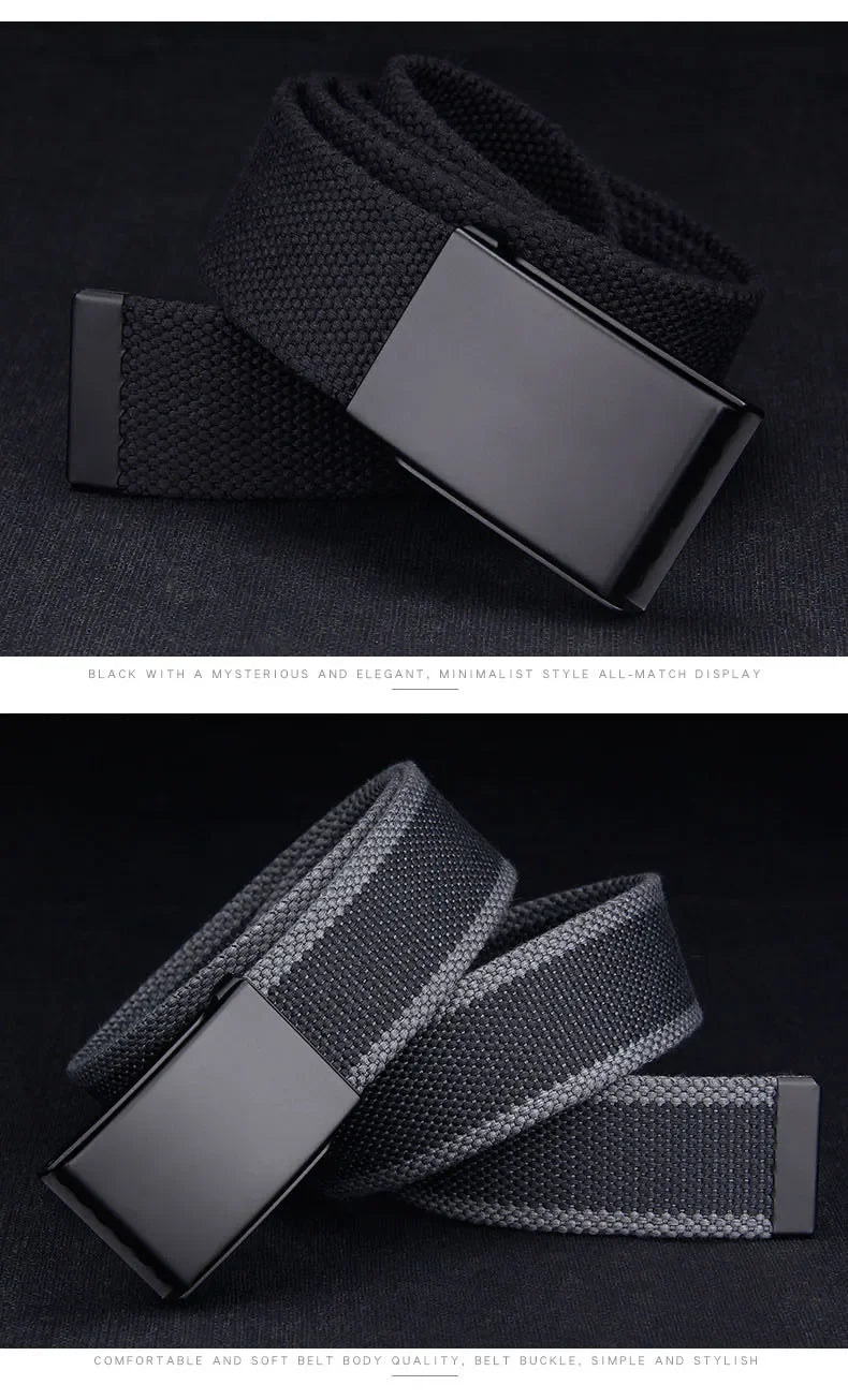 1/2pcs Canvas Nylon Belt Men Black Automatic Buckle Unisex Women Large Big Size Jeans Belts Plus LONG Extra Size 160 150 140cm