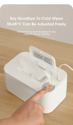 Baby Wipe Warmer Heater with LED Display, Wet Towel Dispenser Portable USB Charge Baby Wipe Warmer Napkin Heating Box Home/Car