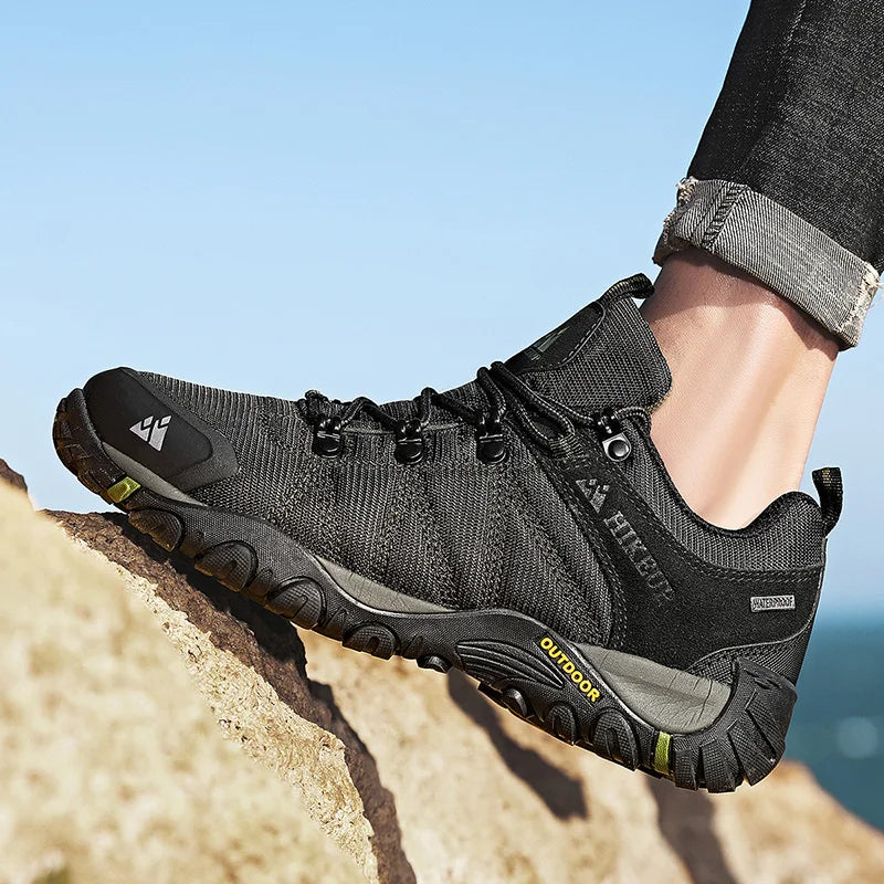 HIKEUP Rutschfeste Herren Wanderschuhe Atmungsaktive Outdoor Abriebfeste Spritzwassergeschützte Kletterschuhe Herren Sneaker Tourismus Bergschuhe