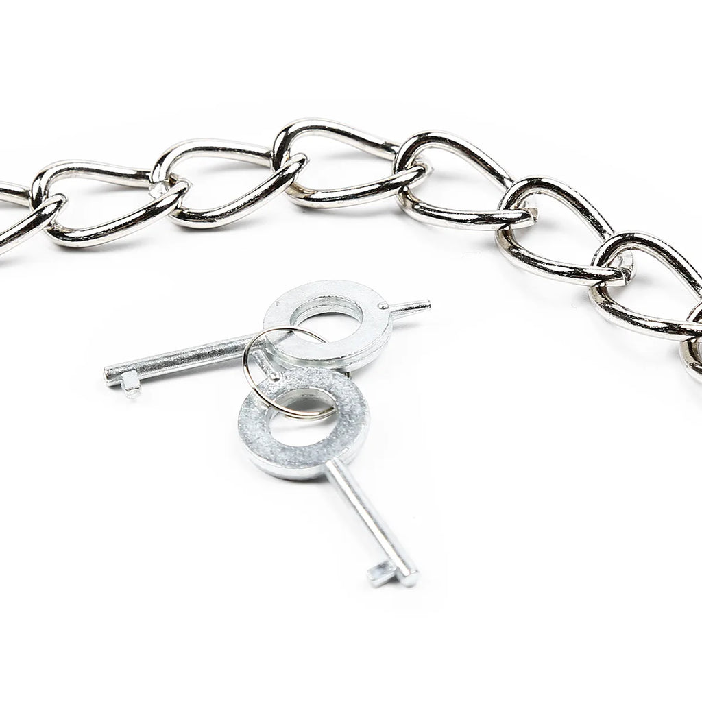 DUTRIEUX Edelstahl Handschellen BDSM Fesselset Verstellbare Metallfußfesseln Kette Fetisch Fesseln Sexspielzeug für Paare