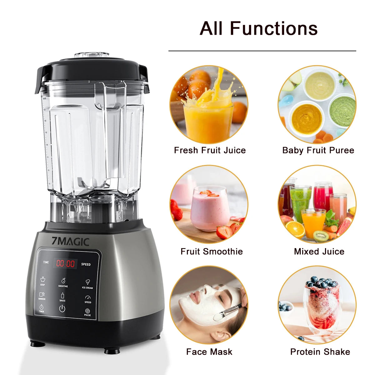 2000W Hochleistungs-Timer-Mixer Entsafter Obst-Küchenmaschine Eis Smoothies BPA-freier 2L Behälter