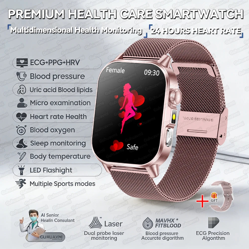 Neue präzise Gesundheits-Smartwatch EKG+HRV Harnsäure Blutfette Emotionswahrnehmung Bluetooth-Anruf Smartwatches für Männer und Frauen