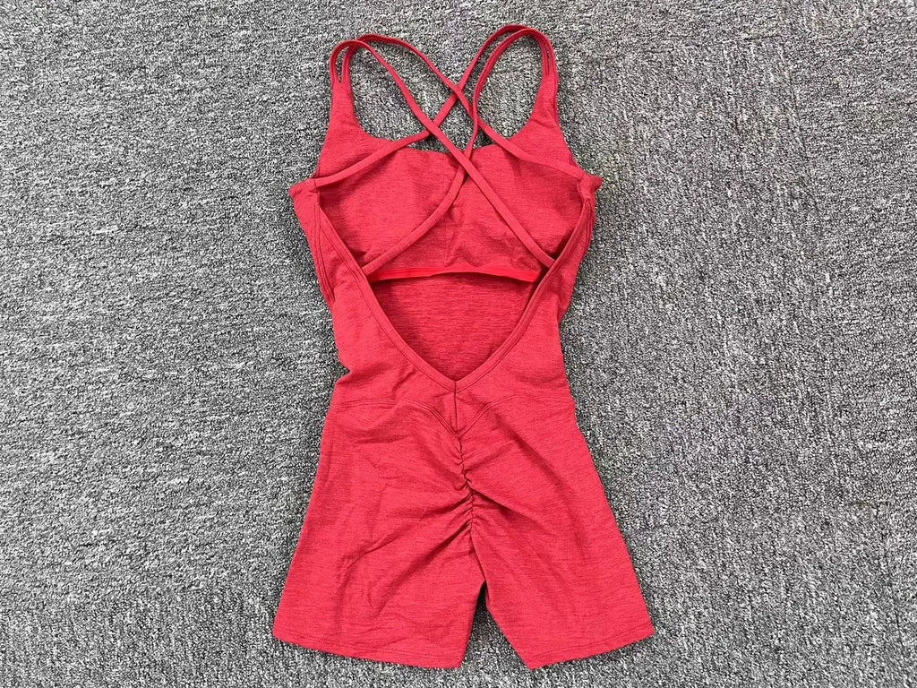 Gepolsterter Activewear Gym Yoga Bodysuit Damen Fitness Kleidung Damen Workout Weibliche Sportoutfit Anzüge Trainings Jumpsuit