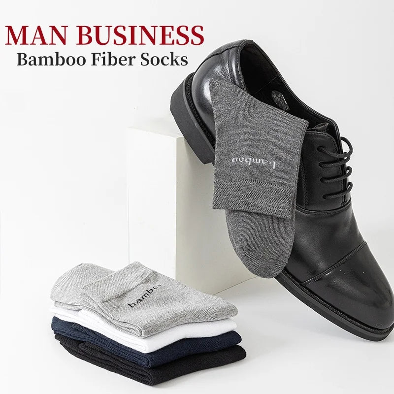 5 Paar/Herren Bambussocken Bequem Atmungsaktiv Freizeit Business Herren Crew Socken Hohe Qualität Antibakteriell Wadenhohe Socken EU39-45