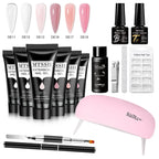 24-teiliges Set 20ml Poly Nail Extension Gel Kit Mini-UV-Lampe Versiegelung mit Basislack Überlack Professionelles Poly-UV-Nagelgel-Kit Starter-Kit
