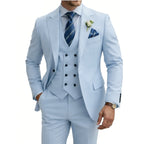 Herren 3-teiliger Slim Fit Anzug für Herren Zweireiher Hochzeits- Abschlussballanzug Formeller Business-Dinner-Smoking