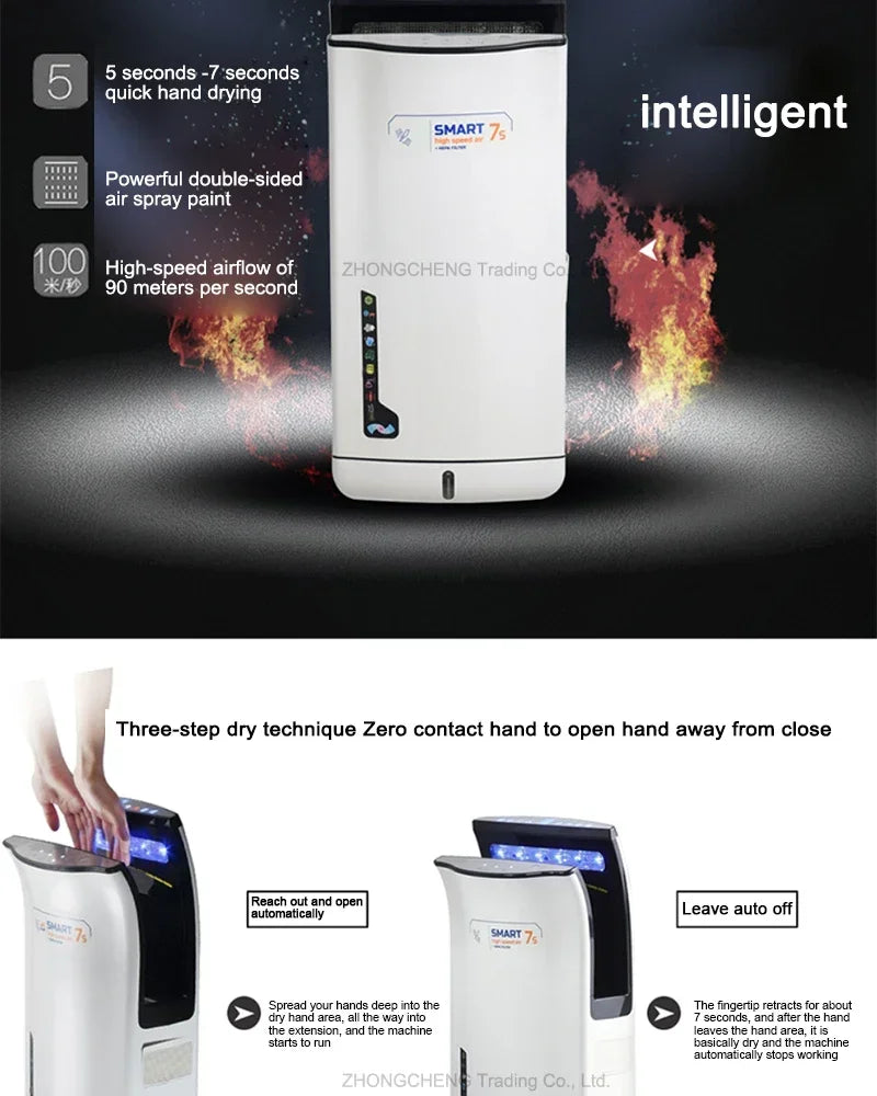 Full New Hand Dryer Induction Hotel Restauran High Speed Jet-type Hand Drying Machine Double-sided hand dryer 220v