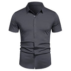 Herren Stretch Hemd Bügelfreie Hemden Regular Fit Kurzarm Stretch Business Casual Button-Down Hemden