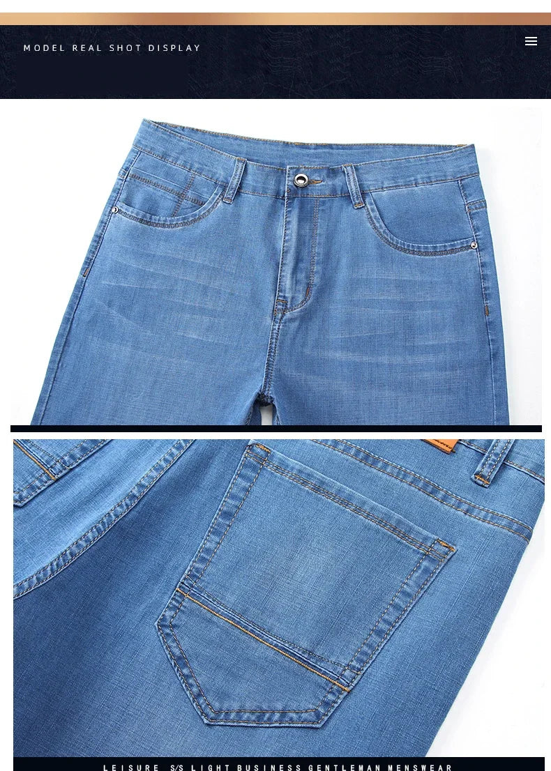 Herrenhose Büro Business Jeans Herren Klassische Blau Schwarz Baumwolle Stretch Straight Denim Hose Herren Marken Hosen