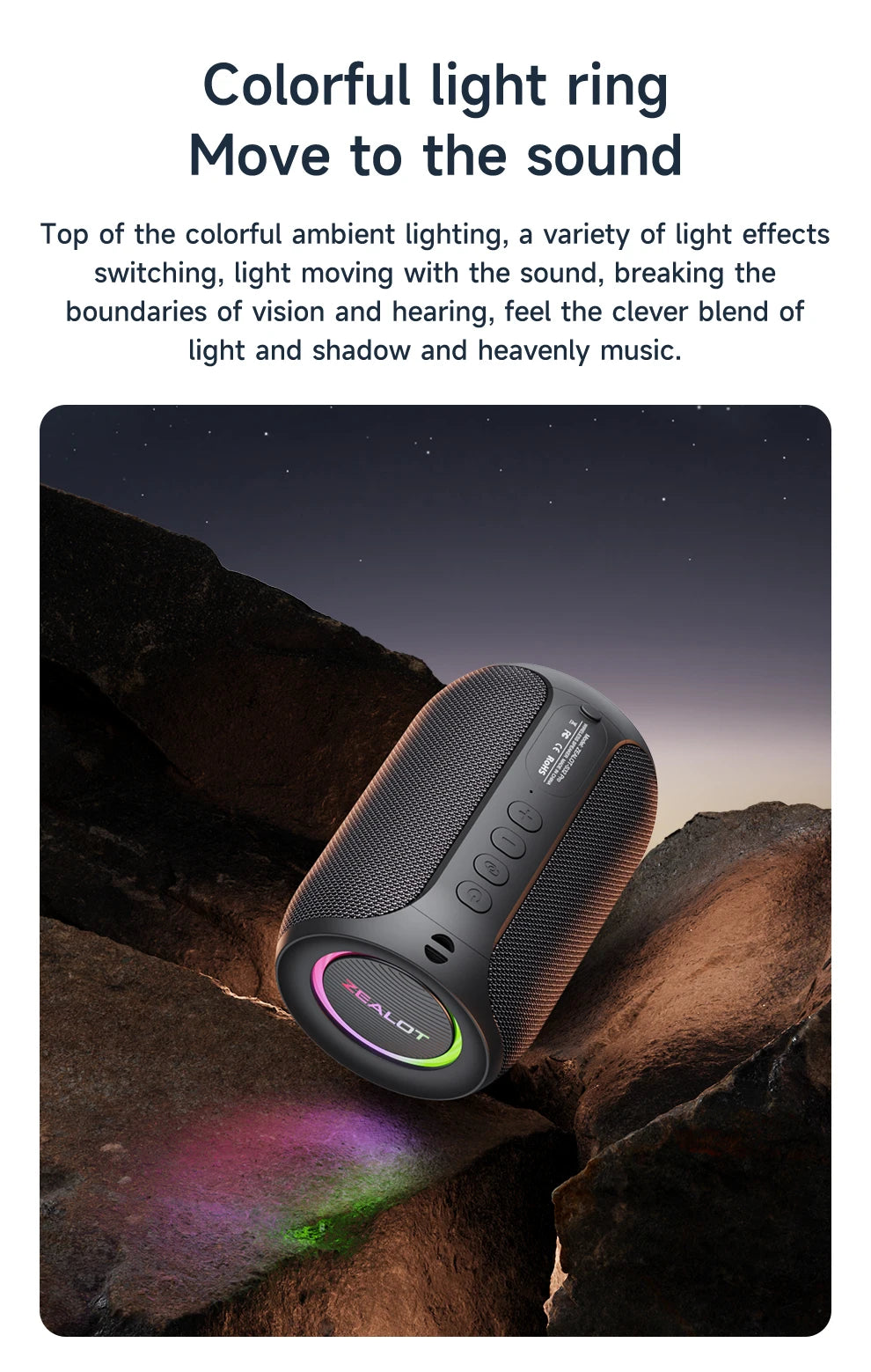 ZEALOT-S32PRO Tragbarer Bluetooth 5.2 Lautsprecher Outdoor Wasserdichter Kabelloser TWS Mini-Säulenlautsprecher Outdoor TF-Karten Boombox
