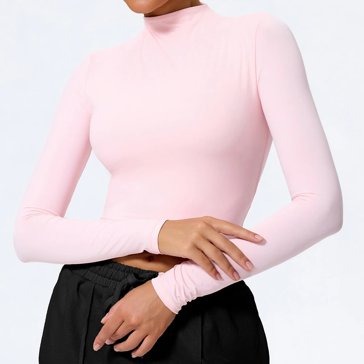 Hearuisavy Sommer Damen Fitness Langarmshirt Leichtes Gym Workout Top Atmungsaktive Schnelltrocknende Yoga Kleidung Sportbekleidung