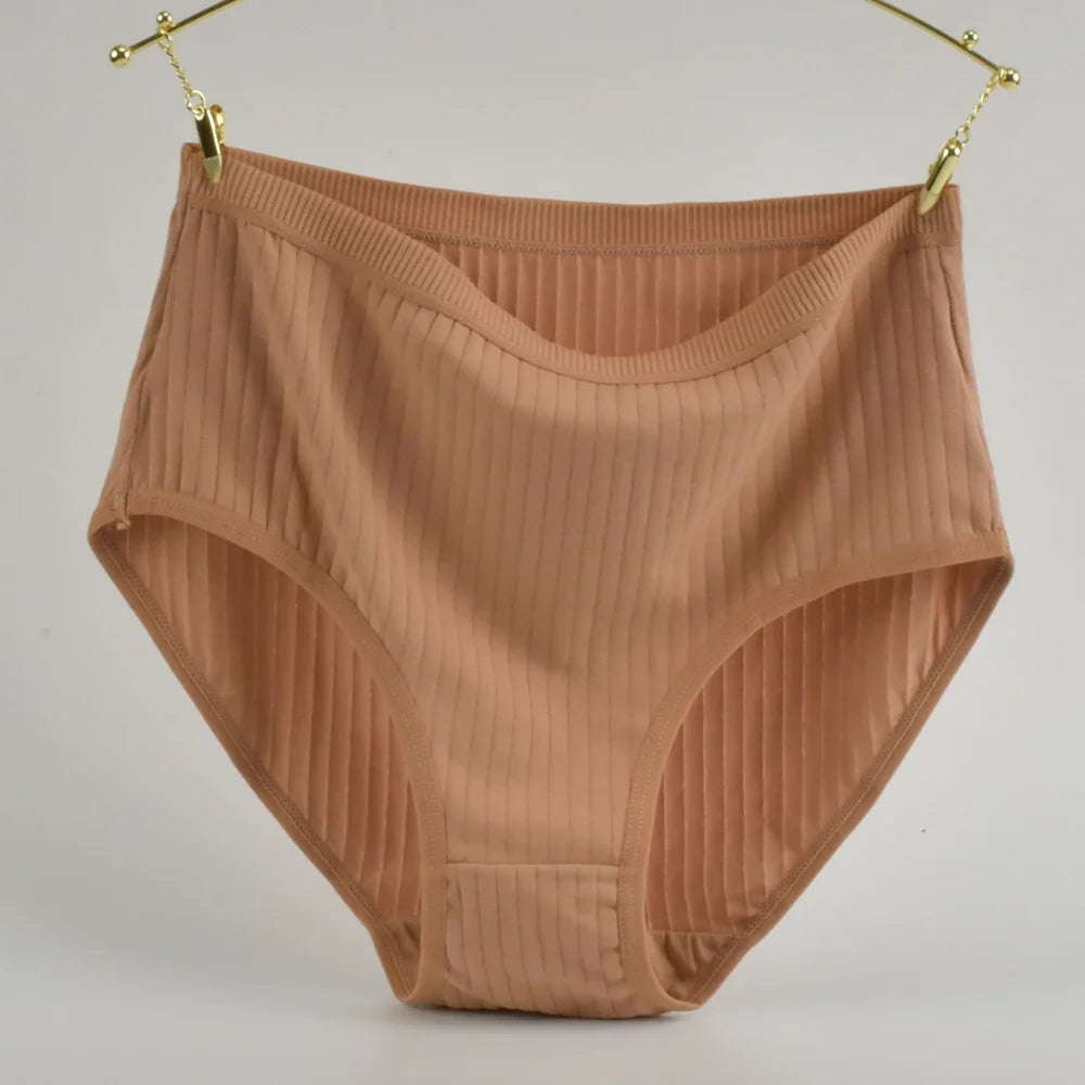Weiche Baumwollhöschen mit hoher Taille Unterwäsche für Damen Atmungsaktive Übergröße Damen Slips Weibliche Dessous Unterhosen Höschen Gestreift