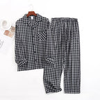 Herren-Hausanzüge Langärmelige Hosenanzüge für Herbst und Winter Pyjamas für Herren Flanell Kariertes Design Pyjamas für Herren