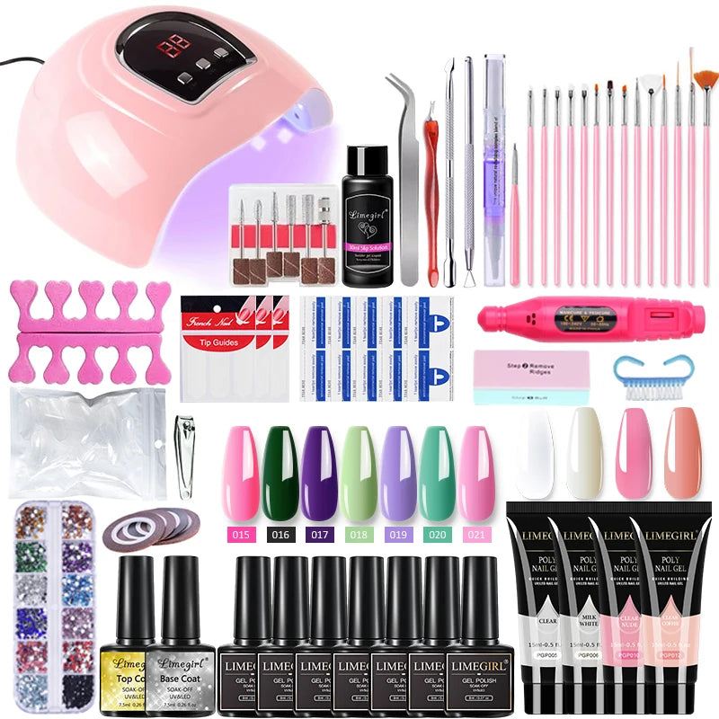 Limegirl Nagelset Nagelgel-Werkzeugset 54W Nagellampe 18/12/7 Farben UV-Gel-Nagellack-Set Enthält Nagelfräser Nagelset