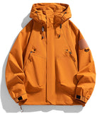 Windbreaker Herren Kapuzenjacke Reißverschluss Mantel Cargo Wasserdicht Schwarz Bomber Camping Loose Dünn Softshell Kapuzen-Wanderjacke