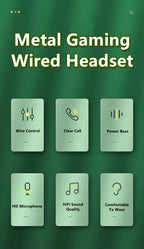 Gamer kabelgebundene Kopfhörer Gaming kabelgebundene Ohrhörer Metall HiFi Bass Stereo 3,5mm Ohrhörer Earbud für Handy Computer Mikrofon L-Klinke magnetisch