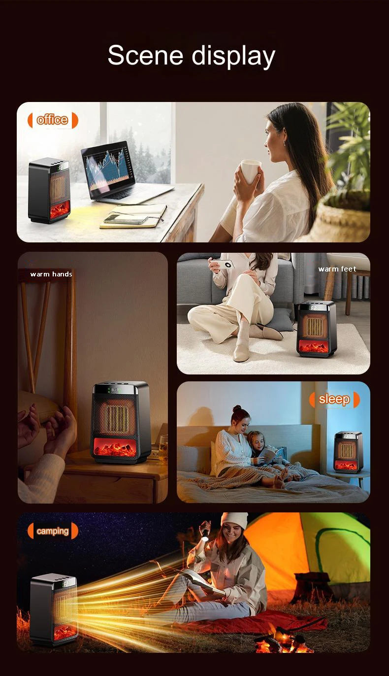 Tragbarer elektrischer Heizlüfter Tragbarer Desktop 1000W PTC Heizlüfter Warmluftgebläse für Haushalt Büro Mini Heizgerät