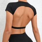 Hearuisavy Sommer Personalisierbare Sportshirts Workout Sportbekleidung Rückenloses Yoga-Kleidungsstück Brustpolster Sport Crop Tops Gym Top Damen