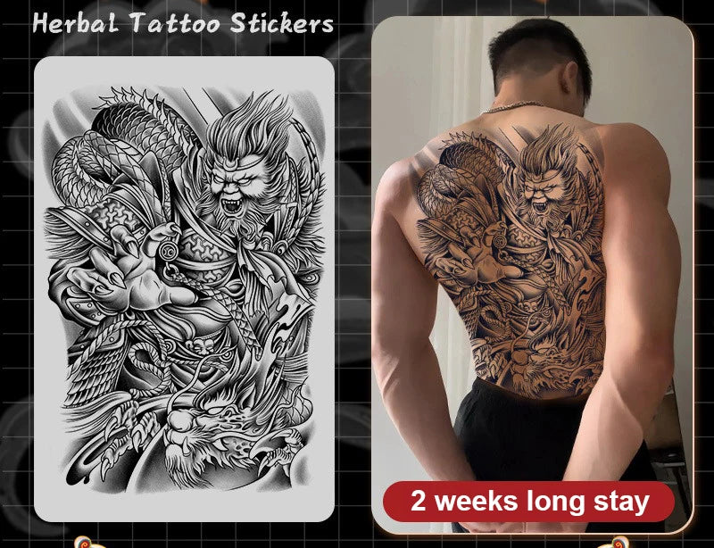 Magic Juice Tinte Wasserdichte Tattoo Aufkleber Große Größe Kräutersaft Temporäre Tattoos Männer Body Art Drache Tiger