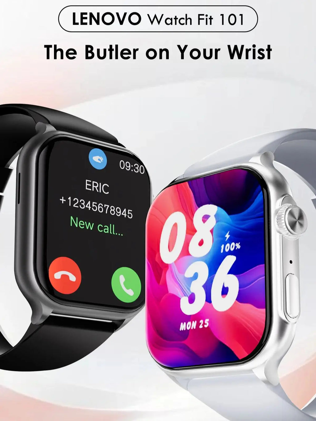 Lenovo 2026 Smartwatch 1,96" HD AMOLED Display Herzfrequenz-Gesundheitsüberwachung Bluetooth-Sprachanrufe Smartwatch für Android IOS