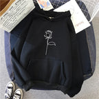 2024 Autumn Winter Hoodies Sportwear Women's Hoodie Pullover Sweatshirt Stylish Flower Print With Thick Long Sleeves Tops Loose