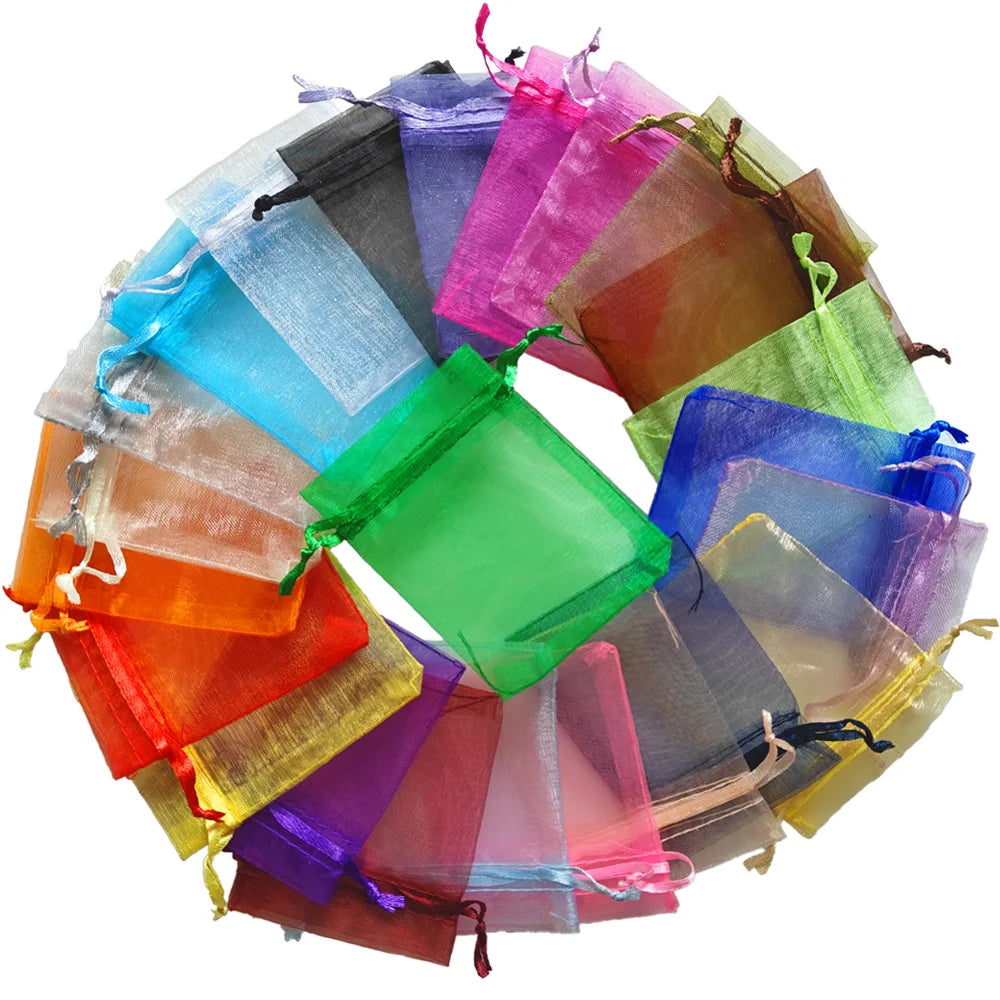25/50/100pcs Organza Gift Bag Multicolor Drawstring Pouches For Candy Jewelry Bag Packing Wedding Gift Bags Organza Bag Main image