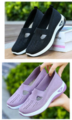 Damen Neue Sommerschuhe Mesh Atmungsaktive Sneaker Leichte Slip-on Plateau Freizeitschuhe Damen Rutschfeste Gehschuhe Gewebte Schuhe