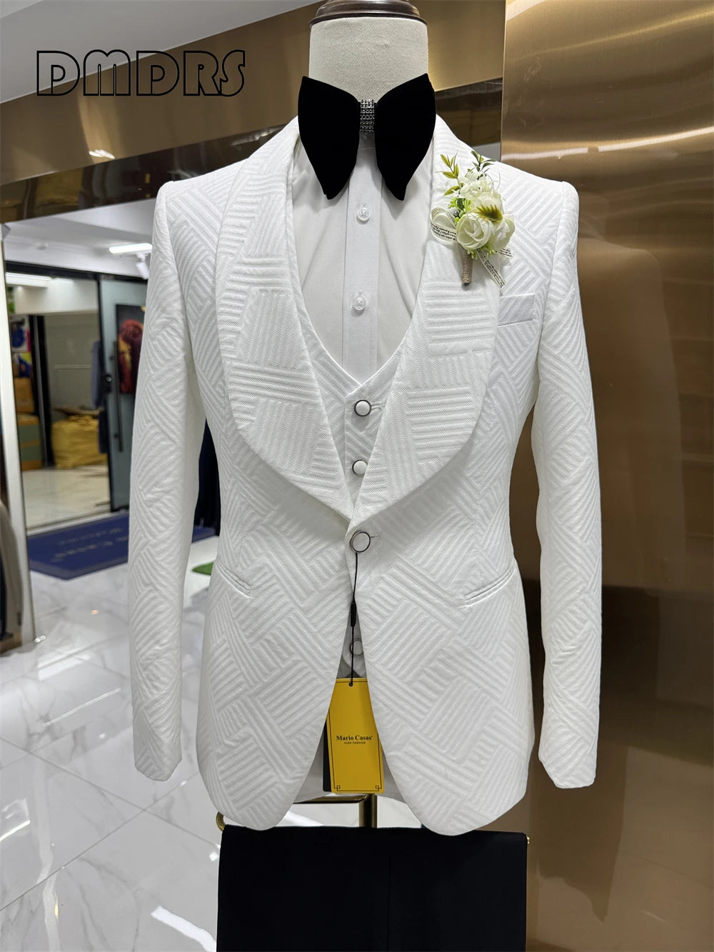 24H Versand Hochwertiger Hochzeitsanzug für Bräutigam, 3-teilig, Herrenmode-Anzüge, Ein-Knopf-Sakko mit Schalkragen, Weste, Hose
