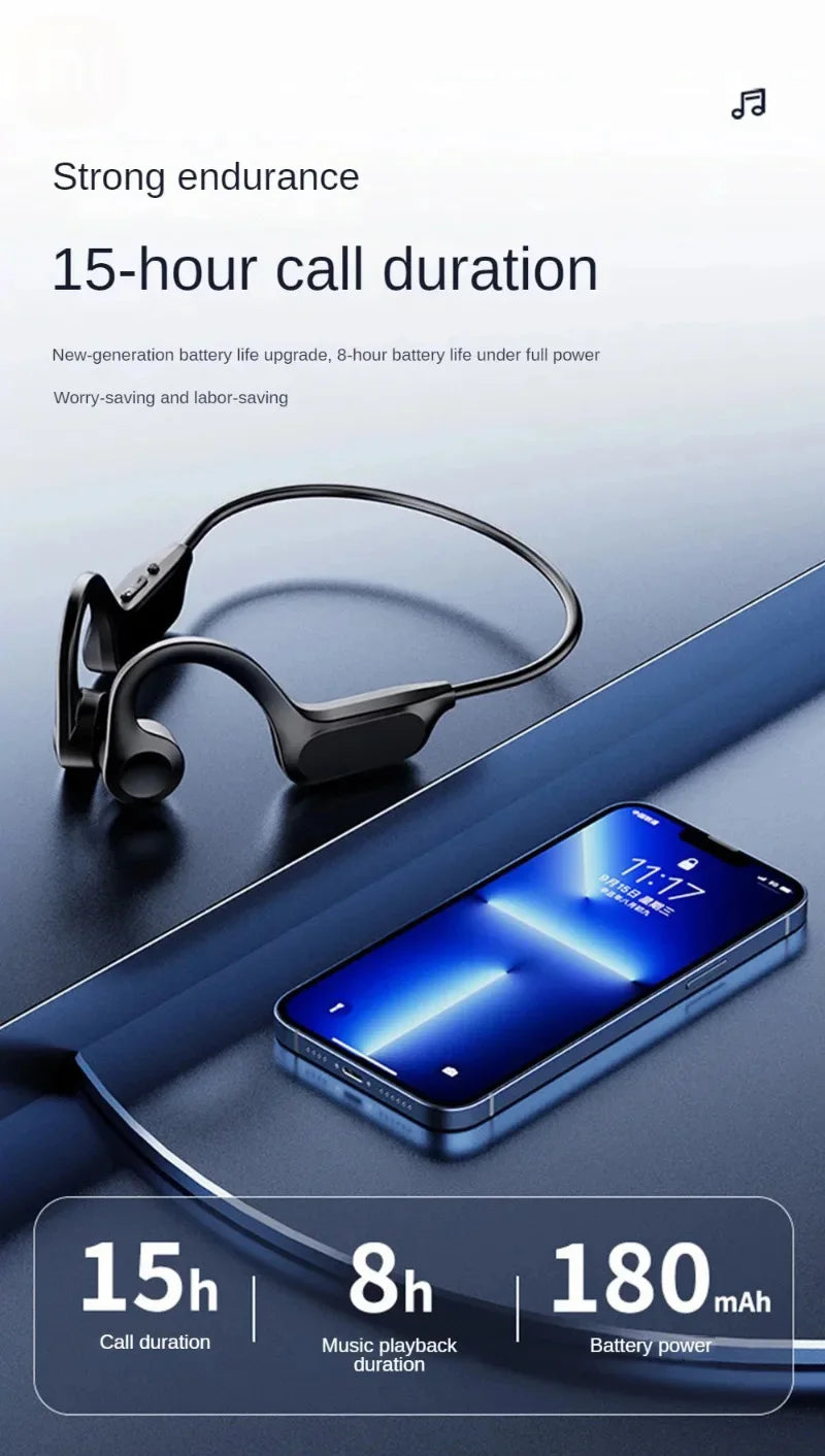 Lenovo Hot Real Bone Conduction Sport-Kopfhörer Kabelloser Kopfhörer Bluetooth-kompatibles Headset Freisprechfunktion mit Mikrofon zum Laufen