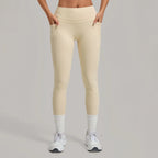 Women's Gym High-waisted High-stretch Yoga Pants with Side Pockets Leggings Workout Running Tights Quick-dry Fitness Trousers